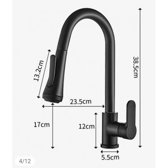 Μπαταρία Κουζίνας  Ντουζ Inox Heavy Μαύρo Bonken HT-1200
