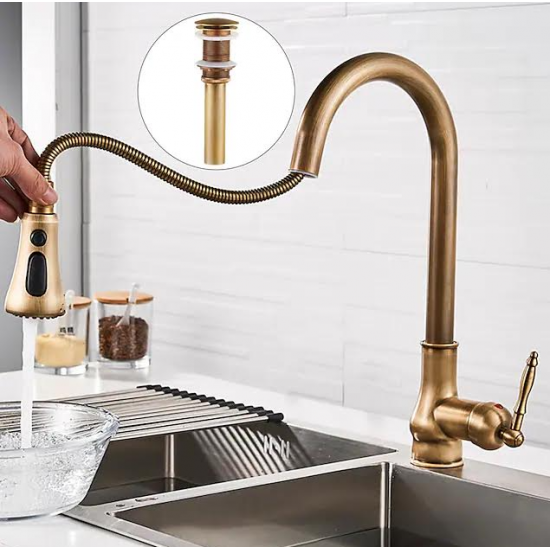 Μπαταρία Κουζίνας Συρομενο Ντους Bronze Bonken HT-1338