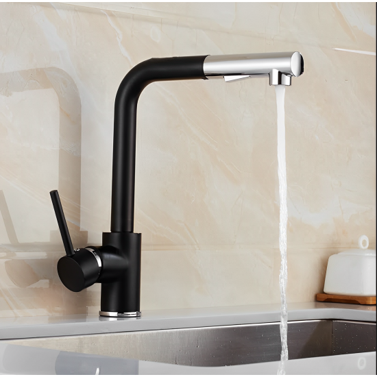 Μπαταρία Κουζίνας Μαύρη Συρομενο Ντους  SUS304 Bonken HT-1335