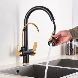 Τρίοδη Μπαταρία Κουζίνας Gold-Black Bonken HT-1664