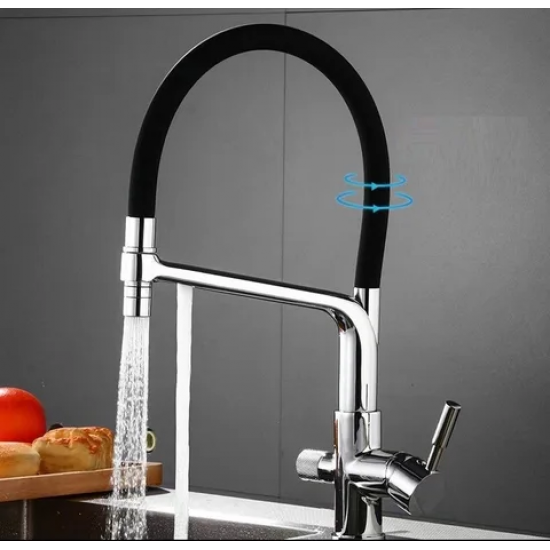 Τριοδη Μπαταρια Κουζινας Chrome -Μαυρο Angiollo 