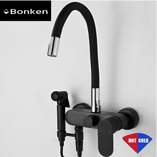 Επιτοίχια Μπαταρία Κουζίνας Μαύρη Σπαστή Bonken ΗΤ-1501