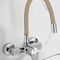 Επιτοίχια Βρύση Κουζίνας Σπαστή Μπεζ-Chrome Bonken HT-1795