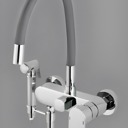 Επιτοίχια Βρύση Κουζίνας Σπαστή Chrome-Γκρι Σιλικόνης Bonken HT-1815