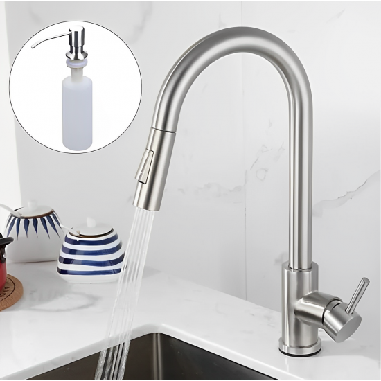 Μπαταρία Κουζίνας Συρομενο Ντους Nickel Bonken HT-1359