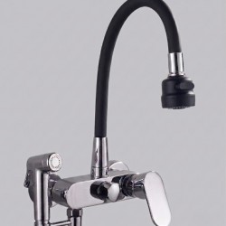 Βρύση Τοίχου Μαύρο-Chrome Σπαστή Nτους Bonken HT-5200