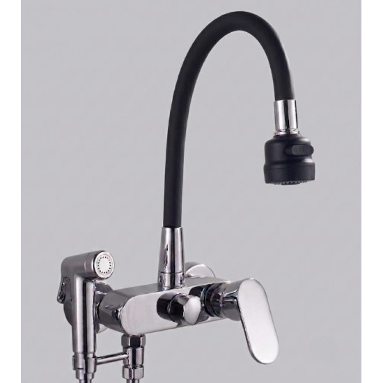 Βρύση Τοίχου Μαύρο-Chrome Σπαστή Nτους Bonken HT-5200