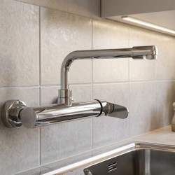 Επιτοίχια Βρύση Κουζίνας Chrome Χαμηλή Full Brass Bonken HT-6125