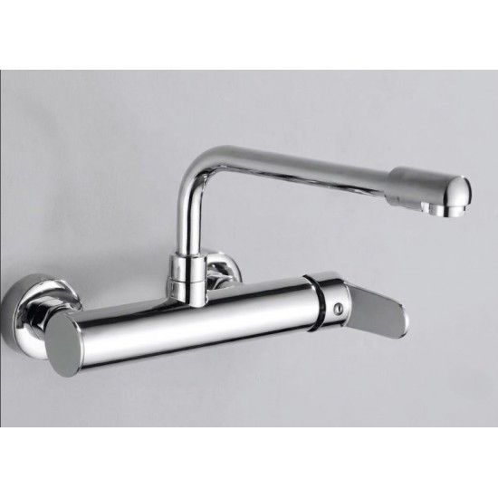 Επιτοίχια Βρύση Κουζίνας Chrome Χαμηλή Full Brass Bonken HT-6125