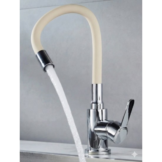 Μπαταρία Κουζίνας Σπαστή Inox Chrome-Μπεζ Bonken HT-411
