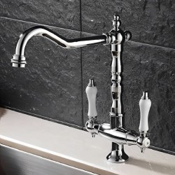 Μπαταρία Κουζίνας Chrome-Λευκό Antique Bonken HT-152