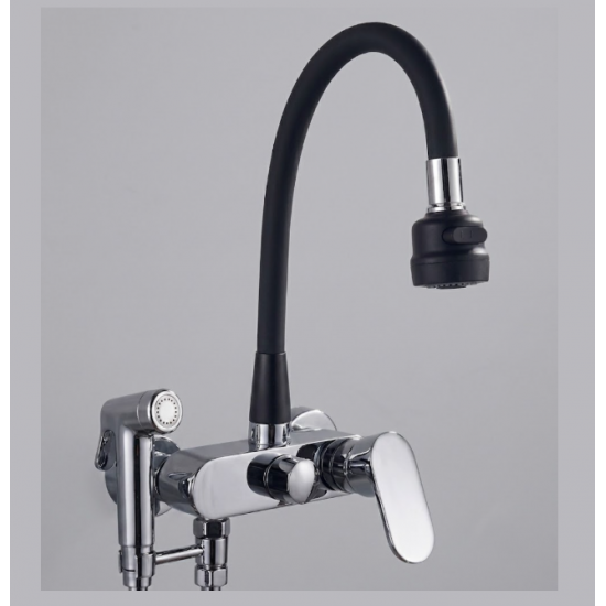 Βρύση Τοίχου Μαύρο-Chrome Σπαστή Nτους Bonken HT-5200