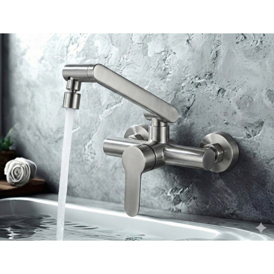 Επιτοίχια Βρύση Κουζίνας Inox-Mat Σπαστή Χαμηλή SUS304