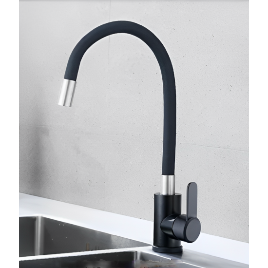 Μπαταρία Κουζίνας Μαύρη-chrome Σπαστή Bonken HT-1960