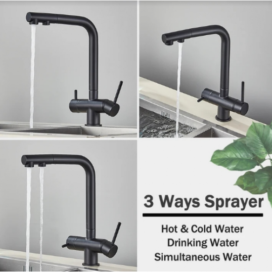 Τρίοδη μπαταρία κουζίνας μαύρη Bonken 7002Β