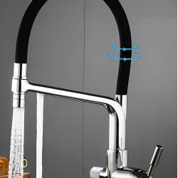 Τρίοδη Μπαταρία Κουζίνας Μαύρη-Chrome Σπαστή Stocco ST-0104