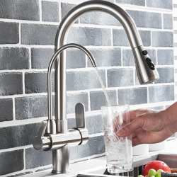  Τρίοδη Μπαταρία Κουζίνας Inox για σύνδεση με φίλτρο κάτω πάγκου Stocco ST-9903MN