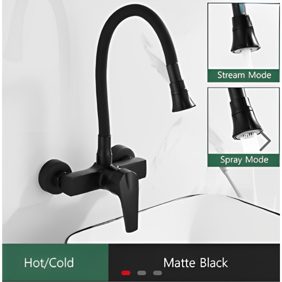 Επιτοίχια Μπαταρία Κουζίνας Σπαστή Μαύρη Bonken HT-4502