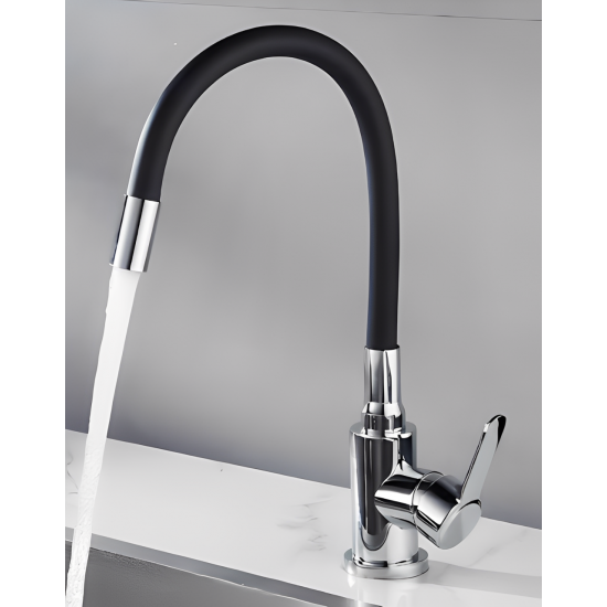 Μπαταρία Κουζίνας Σπαστή Inox Chrome-Μαύρη Bonken HT-410