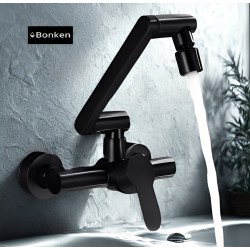 Επιτοίχια Μπαταρία Κουζίνας Σπαστή Inox Μαύρη Bonken ST-010310