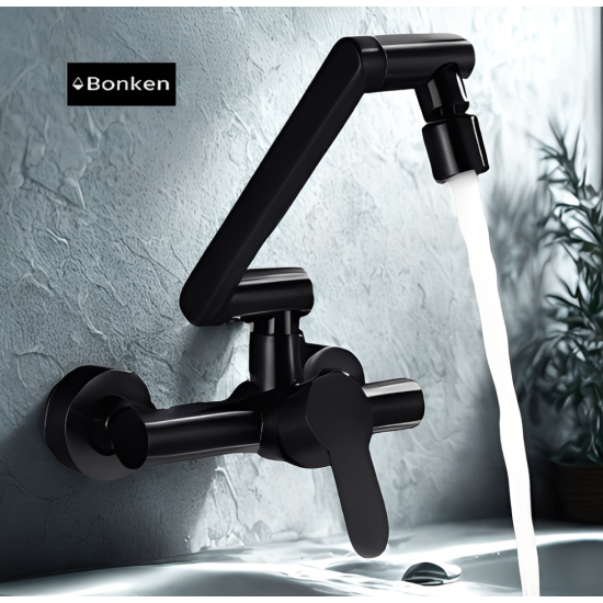 Επιτοίχια Μπαταρία Κουζίνας Σπαστή Inox Μαύρη Bonken ST-010310