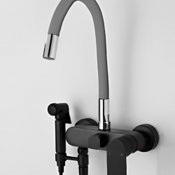 Επιτοίχια Μπαταρία Κουζίνας Σπαστή Γκρι/Μαύρο Bonken HT-1790