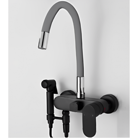 Επιτοίχια Μπαταρία Κουζίνας Σπαστή Γκρι/Μαύρο Bonken HT-1790