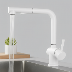 Μπαταρία Κουζίνας Λευκή Ντουζ Ιnox Bonken ΗΤ-5341