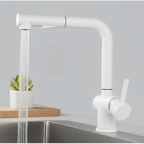 Μπαταρία Κουζίνας Λευκή Ντουζ Ιnox Bonken ΗΤ-5341