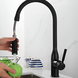 Μπαταρία Κουζίνας Ψηλή Μαύρη με Ντουζ Bonken HT-9709