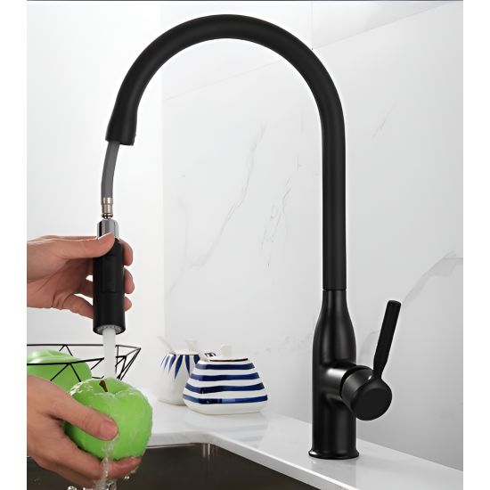 Μπαταρία Κουζίνας Ψηλή Μαύρη με Ντουζ Bonken HT-9709