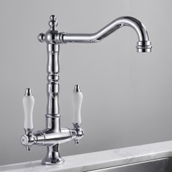 Μπαταρία Κουζίνας Chrome-Λευκό Antique Bonken HT-152