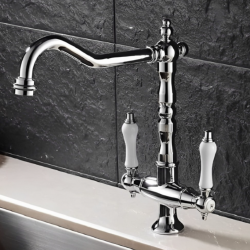 Μπαταρία Κουζίνας Chrome-Λευκό Antique Bonken HT-152