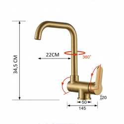 Μπαταρία Κουζίνας Μπρονζέ Σπαστή Bonken HT-9016