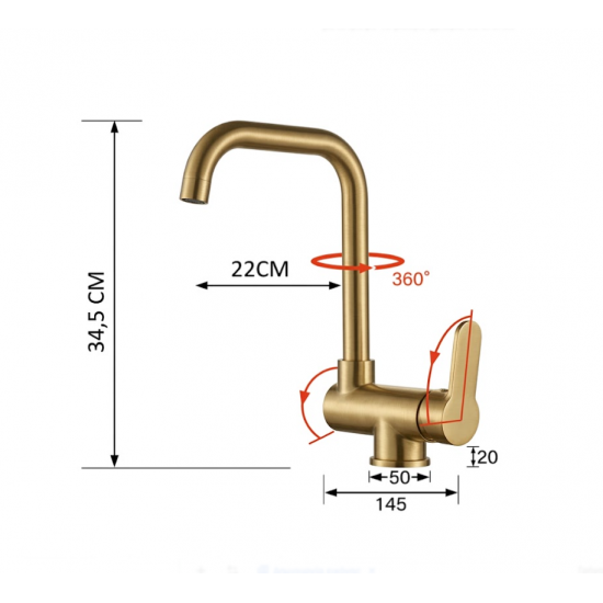 Μπαταρία Κουζίνας Μπρονζέ Σπαστή Bonken HT-9016