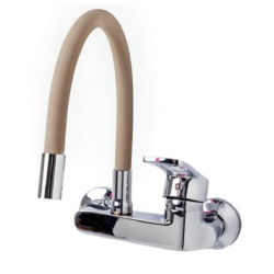 Επιτοίχια Μπαταρία Κουζίνας Brass Χρώματος Chrome-Beige Elda