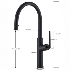 Μπαταρία Κουζίνας Ψηλή Ντουζ Μαύρη Ανοξείδωτο Ατσάλι SUS304 Bonken HT-3805