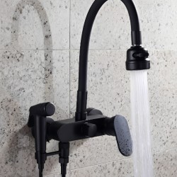 Επιτοίχια Μπαταρία Κουζίνας Σπαστή Μαύρη Ντουζ Bonken HT-1787