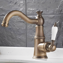 Μπαταρία Νιπτήρα Bronze-Λευκό Retro Antique Bonken HT-3240