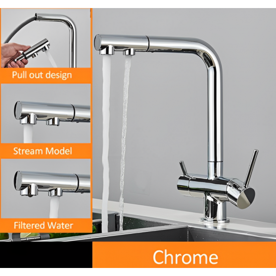 Τρίοδη μπαταρία κουζίνας chrome Bonken 7001C