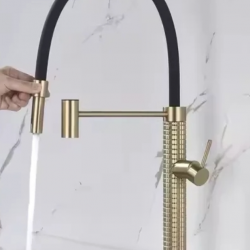 Μπαταρία Κουζίνας Ψηλή Σπαστή Μαύρη-Gold Bonken HT-9125