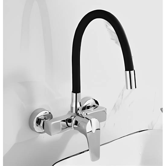 Επιτοίχια Μπαταρία Κουζίνας Σπαστή Μαύρη-Chrome Bonken HT-4501