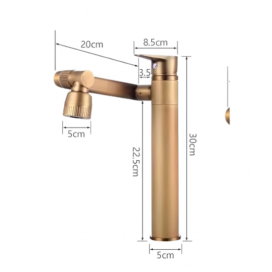 Μπαταρία Νιπτήρα Bronze Ψηλή Σπαστή Retro Bonken HT-1444