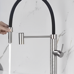 Μπαταρία Κουζίνας Ψηλή Σπαστή Chrome Συρόμενο Ρουξούνι Bonken HT-1824