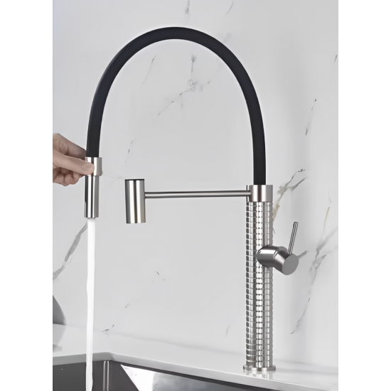 Μπαταρία Κουζίνας Ψηλή Σπαστή Chrome Συρόμενο Ρουξούνι Bonken HT-1824