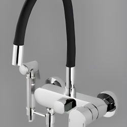 Επιτοίχια Μπαταρία Κουζίνας Μαύρη-Chrome Σπαστή Lorenzo