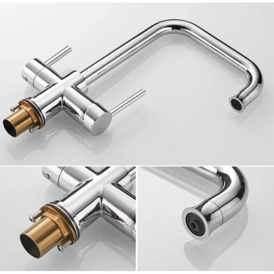 Τρίοδη Μπαταρία Κουζίνας Χαμηλή Chrome Bonken HT-3005