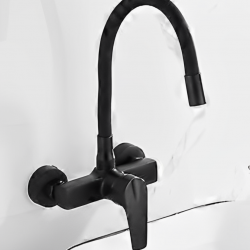 Επιτοίχια Βρύση Κουζίνας Μαύρη Σπαστή Bonken HT-4507