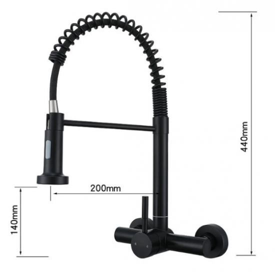 Επιτοίχια Μπαταρία Κουζίνας Σπαστή Inox Μαύρη Bonken HT-8090