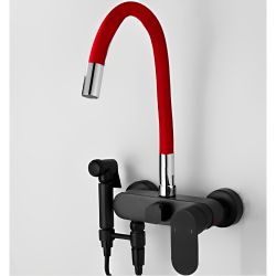 Επιτοίχια Μπαταρία Κουζίνας Μαύρο/Κόκκινο Σπαστή Bonken HT-1810